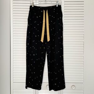 Soma Embraceable Lounge Pants Pajamas M Black Gold Starburst Stretch Knit Cozy